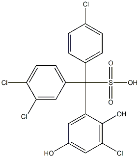 (4-Chlorophenyl)(3,4-dichlorophenyl)(3-chloro-2,5-dihydroxyphenyl)methanesulfonic acid Struktur