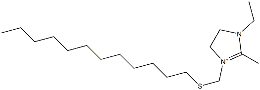 1-Ethyl-2-methyl-3-[(dodecylthio)methyl]-4,5-dihydro-1H-imidazol-3-ium Struktur