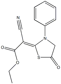 2-[(Ethoxycarbonyl)cyanomethylene]-3-phenylthiazolidin-5-one Struktur