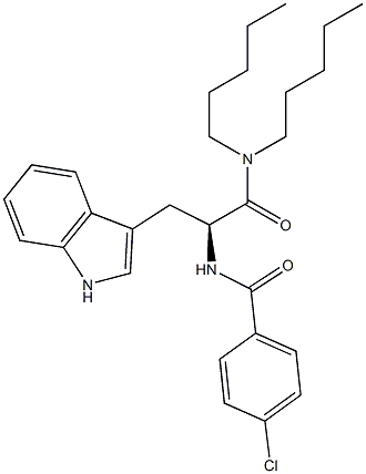 (S)-2-(4-Chlorobenzoylamino)-3-(1H-indol-3-yl)-N,N-dipentylpropanamide Struktur