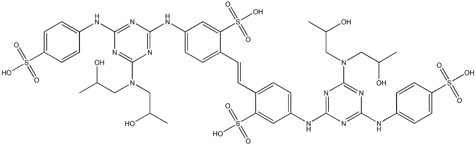 2,2'-(1,2-Ethenediyl)bis[5-[[4-[bis(2-hydroxypropyl)amino]-6-[(4-sulfophenyl)amino]-1,3,5-triazin-2-yl]amino]benzenesulfonic acid] Struktur