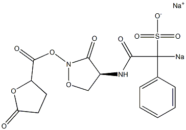 2-[[(4S)-4-[[Phenyl-sodiosulfoacetyl]amino]-3-oxotetrahydroisoxazol]-2-yl]-5-oxotetrahydrofuran-2-carboxylic acid sodium salt Struktur