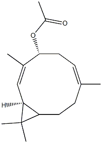 (1S,2E,4R,6E)-3,7,11,11-Tetramethylbicyclo[8.1.0]undeca-2,6-dien-4-ol acetate Struktur