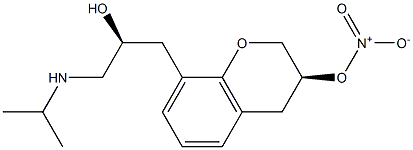 Nitric acid (3S)-8-[(2S)-2-hydroxy-3-(1-methylethyl)aminopropyl]chroman-3-yl ester Struktur