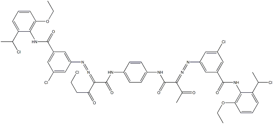 3,3'-[2-(Chloromethyl)-1,4-phenylenebis[iminocarbonyl(acetylmethylene)azo]]bis[N-[2-(1-chloroethyl)-6-ethoxyphenyl]-5-chlorobenzamide] Struktur