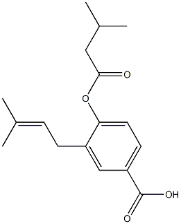 3-(3-Methyl-2-butenyl)-4-(3-methyl-1-oxobutyl)oxybenzoic acid Struktur