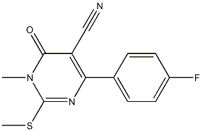 2-[Methylthio]-3-methyl-4-oxo-6-(4-fluorophenyl)pyrimidine-5-carbonitrile Struktur