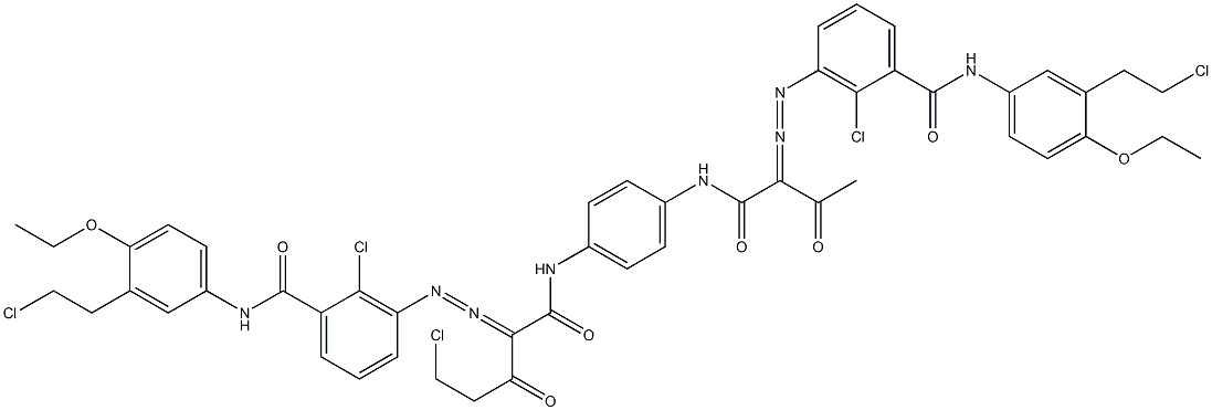 3,3'-[2-(Chloromethyl)-1,4-phenylenebis[iminocarbonyl(acetylmethylene)azo]]bis[N-[3-(2-chloroethyl)-4-ethoxyphenyl]-2-chlorobenzamide] Struktur