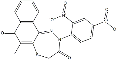 7,8-Dihydro-6-methyl-10-[2,4-dinitrophenyl]-7-thia-10,11-diaza-10H-cyclohepta[a]naphthalene-5,9-dione Struktur