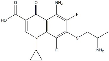 7-(2-Aminopropyl)thio-1-cyclopropyl-5-amino-6,8-difluoro-1,4-dihydro-4-oxoquinoline-3-carboxylic acid Struktur