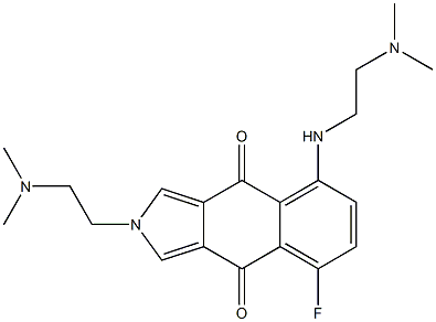 8-Fluoro-2-(2-dimethylaminoethyl)-5-[2-(dimethylamino)ethylamino]-2H-benz[f]isoindole-4,9-dione Struktur