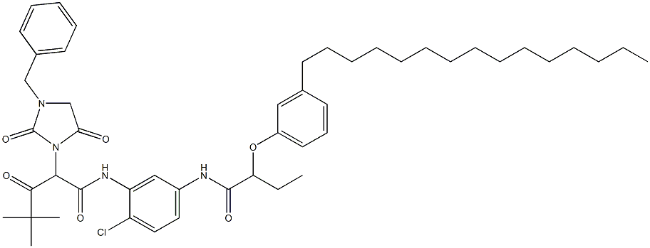 2-[2-(3-Benzyl-2,5-dioxoimidazolidin-1-yl)-2-tert-butylcarbonylacetylamino]-4-[2-(m-pentadecylphenoxy)butanoylamino]-1-chlorobenzene Struktur