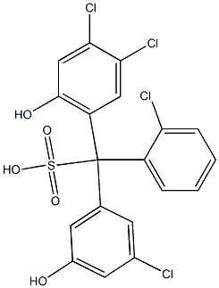 (2-Chlorophenyl)(3-chloro-5-hydroxyphenyl)(3,4-dichloro-6-hydroxyphenyl)methanesulfonic acid Struktur