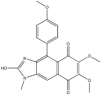 2-Hydroxy-4-(4-methoxyphenyl)-6,7-dimethoxy-1-methyl-1H-naphth[2,3-d]imidazole-5,8-dione Struktur