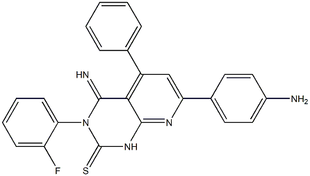 3,4-Dihydro-3-(2-fluorophenyl)-4-imino-5-phenyl-7-(4-aminophenyl)pyrido[2,3-d]pyrimidine-2(1H)-thione Struktur