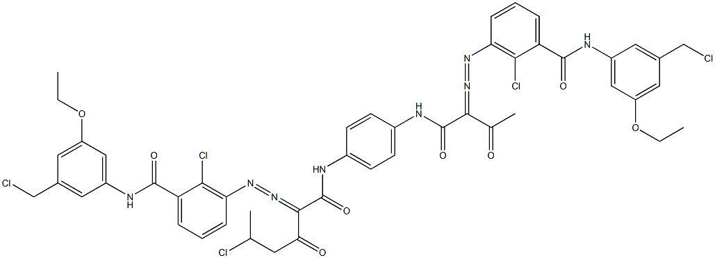 3,3'-[2-(1-Chloroethyl)-1,4-phenylenebis[iminocarbonyl(acetylmethylene)azo]]bis[N-[3-(chloromethyl)-5-ethoxyphenyl]-2-chlorobenzamide] Struktur