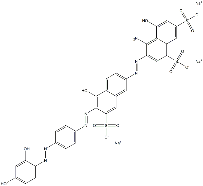 1-Amino-5',8-dihydroxy-6'-[[4-[(2,4-dihydroxyphenyl)azo]phenyl]azo][2,2'-azobisnaphthalene]-4,6,7'-trisulfonic acid trisodium salt Struktur