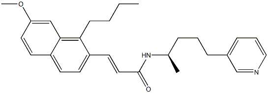 (E)-3-(1-Butyl-7-methoxynaphthalen-2-yl)-N-[(R)-1-methyl-4-(3-pyridinyl)butyl]acrylamide Struktur