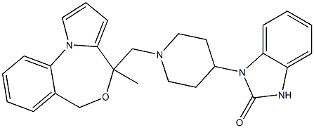 1,3-Dihydro-1-[1-[(4-methyl-4H,6H-pyrrolo[1,2-a][4,1]benzoxazepin-4-yl)methyl]piperidin-4-yl]-2H-benzimidazol-2-one Struktur