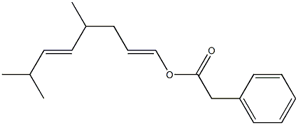 Phenylacetic acid 4,7-dimethyl-1,5-octadienyl ester Struktur