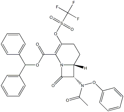 (6R,7S)-7-(Phenoxyacetylamino)-8-oxo-3-[(trifluoromethyl)sulfonyloxy]-1-azabicyclo[4.2.0]oct-2-ene-2-carboxylic acid benzhydryl ester Struktur