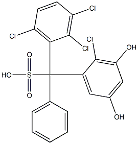 (2-Chloro-3,5-dihydroxyphenyl)(2,3,6-trichlorophenyl)phenylmethanesulfonic acid Struktur