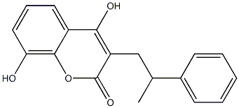 8-Hydroxy-3-(2-phenylpropyl)-4-hydroxy-2H-1-benzopyran-2-one Struktur