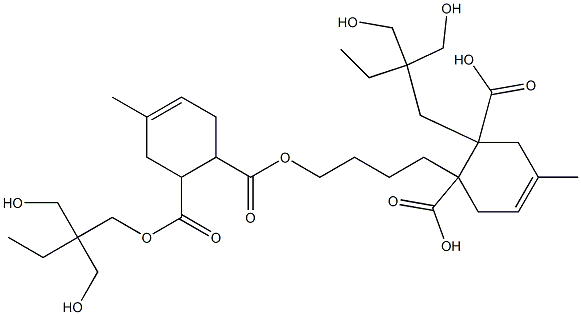 4-Methyl-4-cyclohexene-1,2-dicarboxylic acid 2-[2,2-bis(hydroxymethyl)butyl]1-[4-[2-[2,2-bis(hydroxymethyl)butoxycarbonyl]-4-methyl-4-cyclohexen-1-ylcarbonyloxy]butyl] ester Struktur