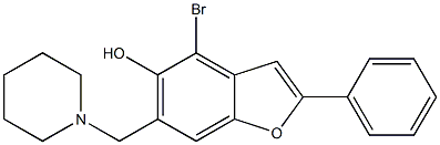 4-Bromo-2-phenyl-6-piperidinomethylbenzofuran-5-ol Struktur