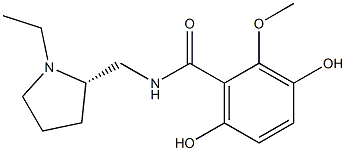 3,6-Dihydroxy-2-methoxy-N-[[(2S)-1-ethylpyrrolidin-2-yl]methyl]benzamide Struktur