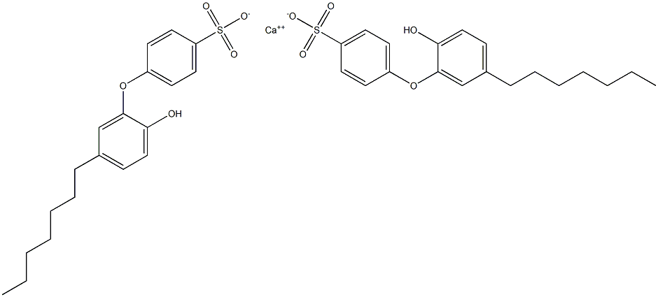 Bis(2'-hydroxy-5'-heptyl[oxybisbenzene]-4-sulfonic acid)calcium salt Struktur