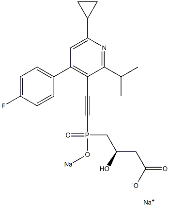 (3R)-4-[[[4-(4-Fluorophenyl)-2-isopropyl-6-cyclopropyl-3-pyridinyl]ethynyl]sodiooxyphosphinyl]-3-hydroxybutyric acid sodium salt Struktur