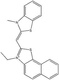 3-Ethyl-2-[(3-methylbenzothiazol-2(3H)-ylidene)methyl]naphtho[2,1-d]thiazol-3-ium Struktur