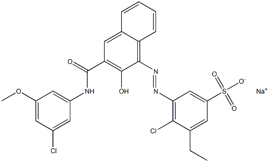 4-Chloro-3-ethyl-5-[[3-[[(3-chloro-5-methoxyphenyl)amino]carbonyl]-2-hydroxy-1-naphtyl]azo]benzenesulfonic acid sodium salt Struktur