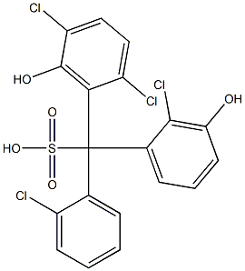 (2-Chlorophenyl)(2-chloro-3-hydroxyphenyl)(2,5-dichloro-6-hydroxyphenyl)methanesulfonic acid Struktur