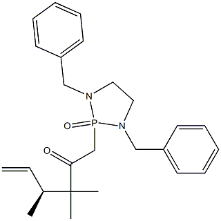 1,3-Dibenzyl-2-[(4S)-3,3,4-trimethyl-2-oxo-5-hexenyl]-1,3,2-diazaphospholidine 2-oxide Struktur