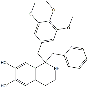 1-Benzyl-1-(3,4,5-trimethoxybenzyl)-6,7-dihydroxy-1,2,3,4-tetrahydroisoquinoline Struktur