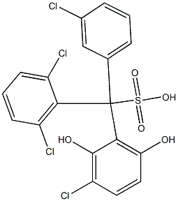 (3-Chlorophenyl)(2,6-dichlorophenyl)(3-chloro-2,6-dihydroxyphenyl)methanesulfonic acid Struktur