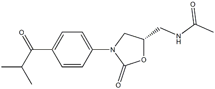 (5S)-5-Acetylaminomethyl-3-[4-(2-methylpropanoyl)phenyl]oxazolidin-2-one Struktur