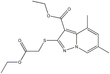 [[4,6-Dimethyl-3-(ethoxycarbonyl)pyrazolo[1,5-a]pyridin-2-yl]thio]acetic acid ethyl ester Struktur