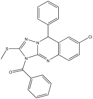 7-Chloro-3,9-dihydro-2-methylthio-3-benzoyl-9-phenyl[1,2,4]triazolo[5,1-b]quinazoline Struktur