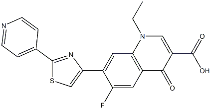 1,4-Dihydro-1-ethyl-4-oxo-6-fluoro-7-[2-(4-pyridyl)thiazol-4-yl]quinoline-3-carboxylic acid Struktur