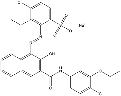 4-Chloro-3-ethyl-2-[[3-[[(4-chloro-3-ethoxyphenyl)amino]carbonyl]-2-hydroxy-1-naphtyl]azo]benzenesulfonic acid sodium salt Struktur