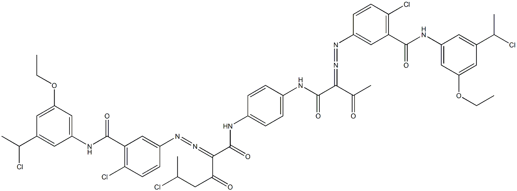 3,3'-[2-(1-Chloroethyl)-1,4-phenylenebis[iminocarbonyl(acetylmethylene)azo]]bis[N-[3-(1-chloroethyl)-5-ethoxyphenyl]-6-chlorobenzamide] Struktur