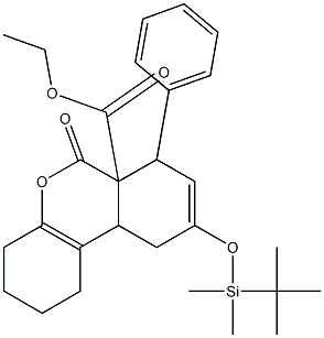 4a,5,8,8a-Tetrahydro-6-[[dimethyl(tert-butyl)silyl]oxy]-1-oxo-3,4-butano-8-phenyl-1H-2-benzopyran-8a-carboxylic acid ethyl ester Struktur