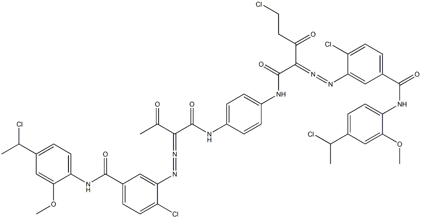 3,3'-[2-(Chloromethyl)-1,4-phenylenebis[iminocarbonyl(acetylmethylene)azo]]bis[N-[4-(1-chloroethyl)-2-methoxyphenyl]-4-chlorobenzamide] Struktur