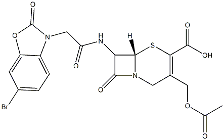 7-[[[(2,3-Dihydro-2-oxo-6-bromobenzoxazol)-3-yl]acetyl]amino]-3-(acetyloxymethyl)cepham-3-ene-4-carboxylic acid Struktur