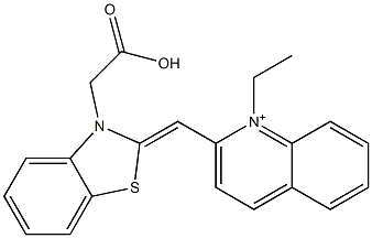 2-[[3-(Carboxymethyl)benzothiazol-2(3H)-ylidene]methyl]-1-ethylquinolinium Struktur