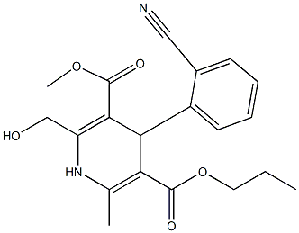 4-(2-Cyanophenyl)-2-hydroxymethyl-6-methyl-1,4-dihydropyridine-3,5-dicarboxylic acid 3-methyl 5-propyl ester Struktur