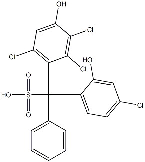 (4-Chloro-2-hydroxyphenyl)(2,3,6-trichloro-4-hydroxyphenyl)phenylmethanesulfonic acid Struktur